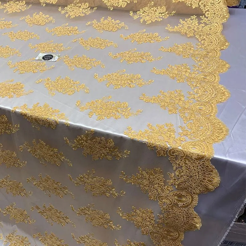 French Design Floral Mesh Lace Embroidery Fabric