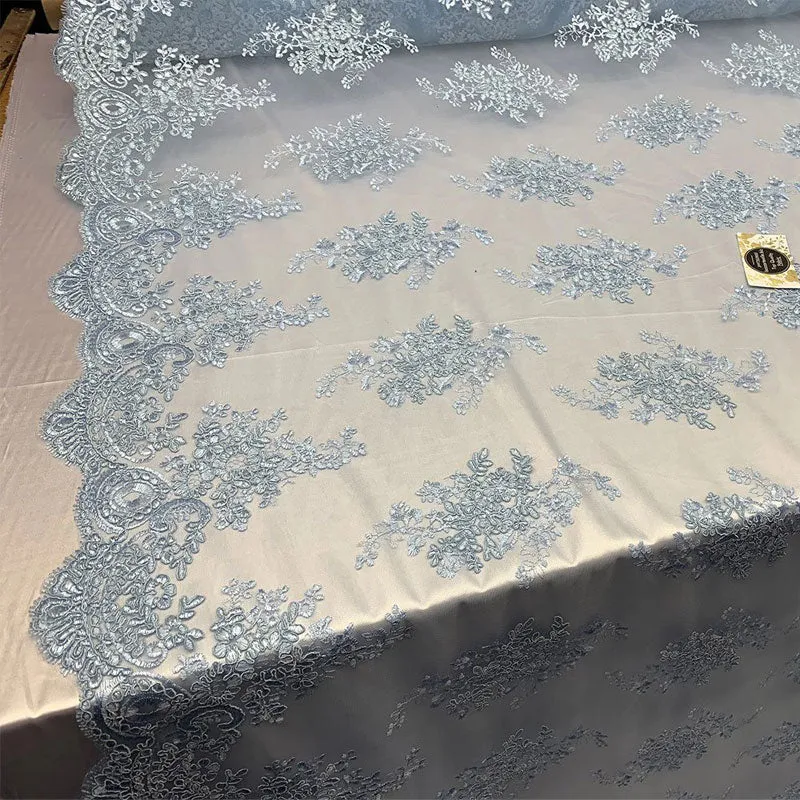 French Design Floral Mesh Lace Embroidery Fabric