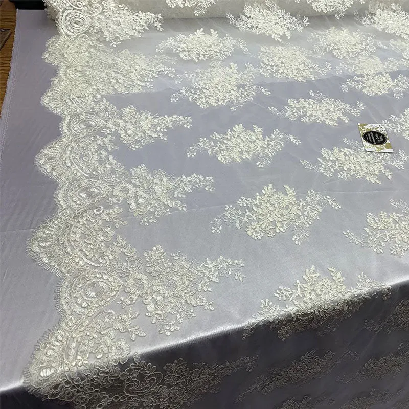 French Design Floral Mesh Lace Embroidery Fabric