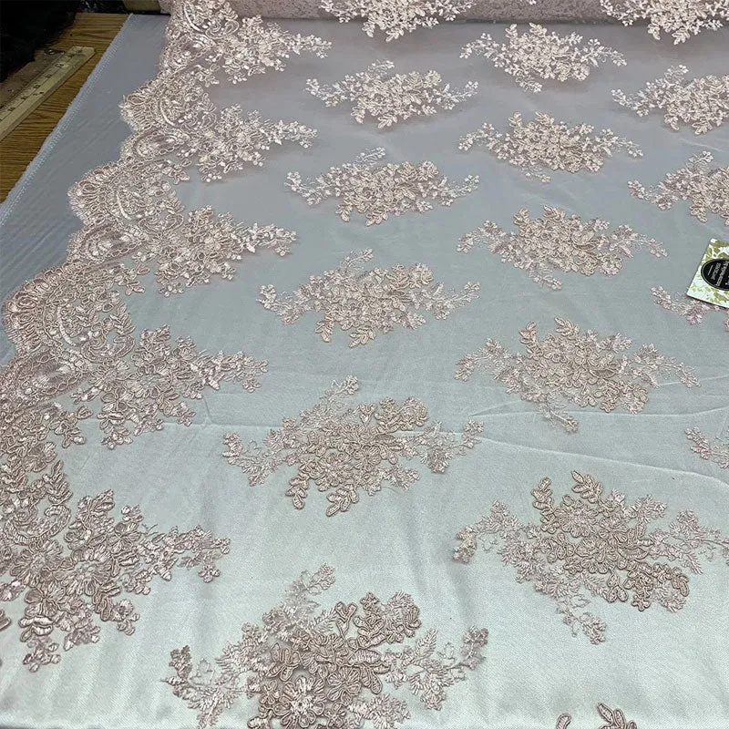 French Design Floral Mesh Lace Embroidery Fabric