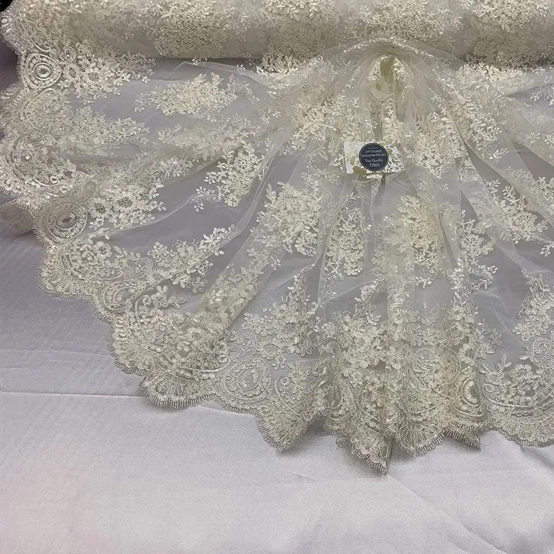 French Design Floral Mesh Lace Embroidery Fabric