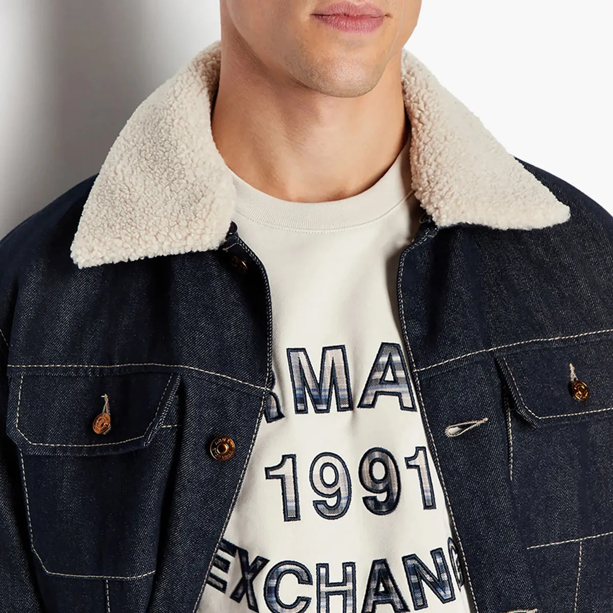 French Terry Cotton Crew Neck College Logo Sweatshirt