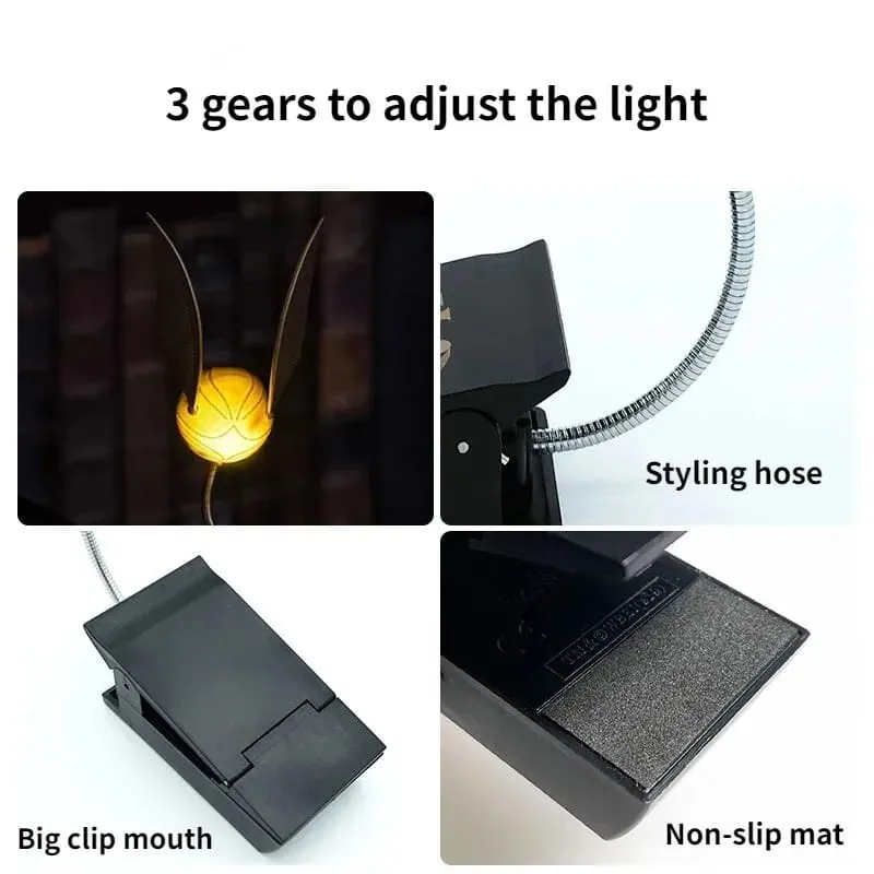 Harry Potter Inspired Quidditch Snitch Clip Book Lamp