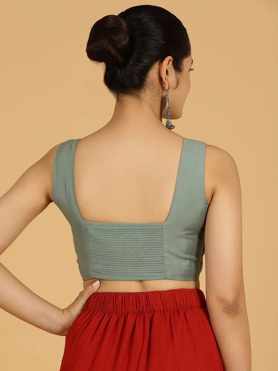 Hema x Rozaana |  Saree Blouse in Mint Green