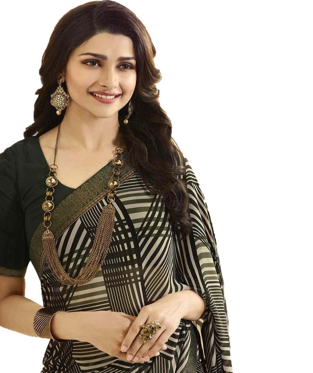 Ideal Black Colored Casual Wear Printed Georgette Saree