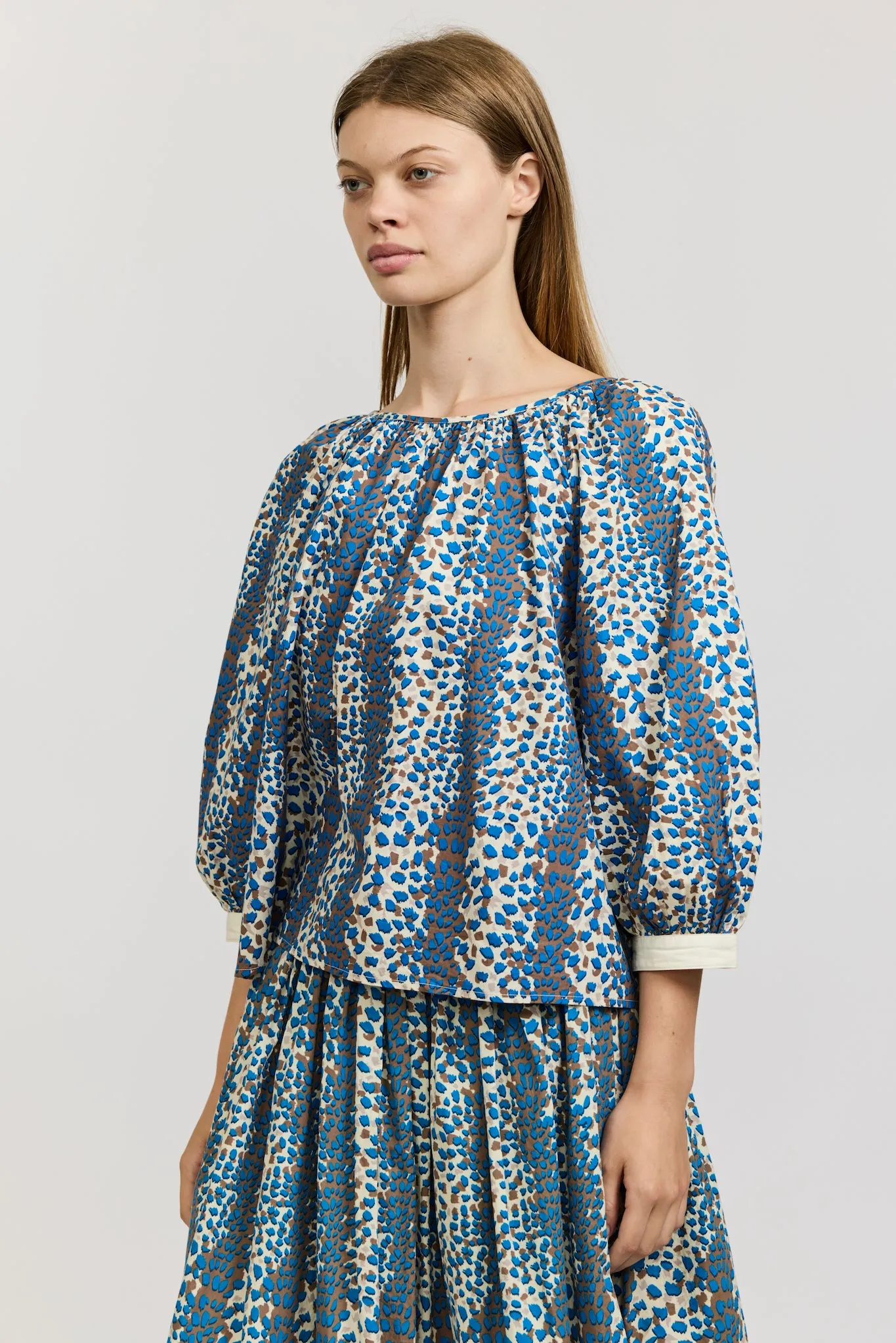 Joan Blouse in Leopard Print Cotton Poplin
