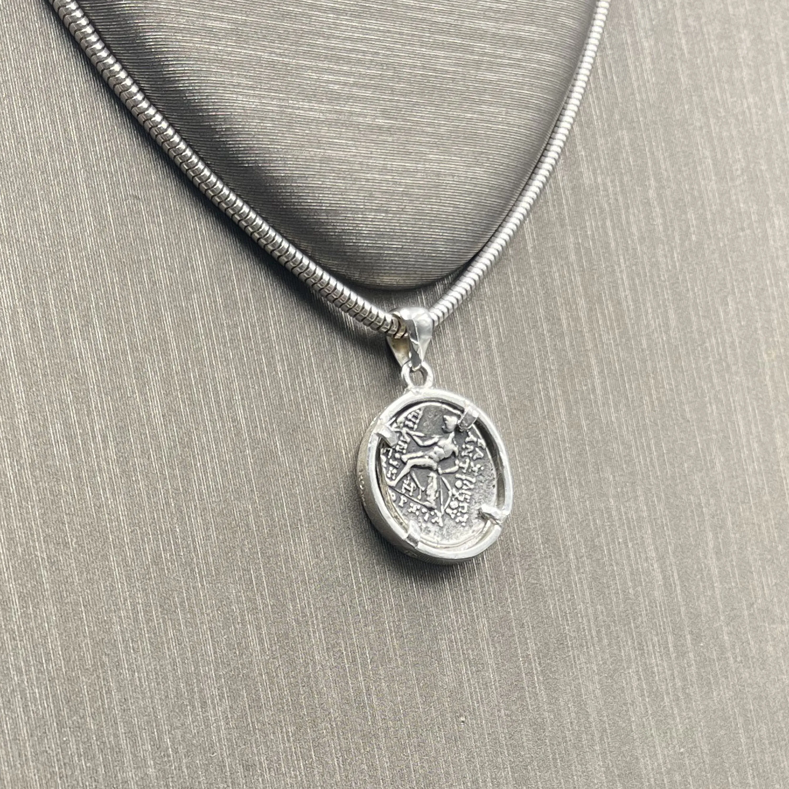KING ANTIOCHUS VI Genuine Ancient Greek silver coin 2nd Cent. BC pendant