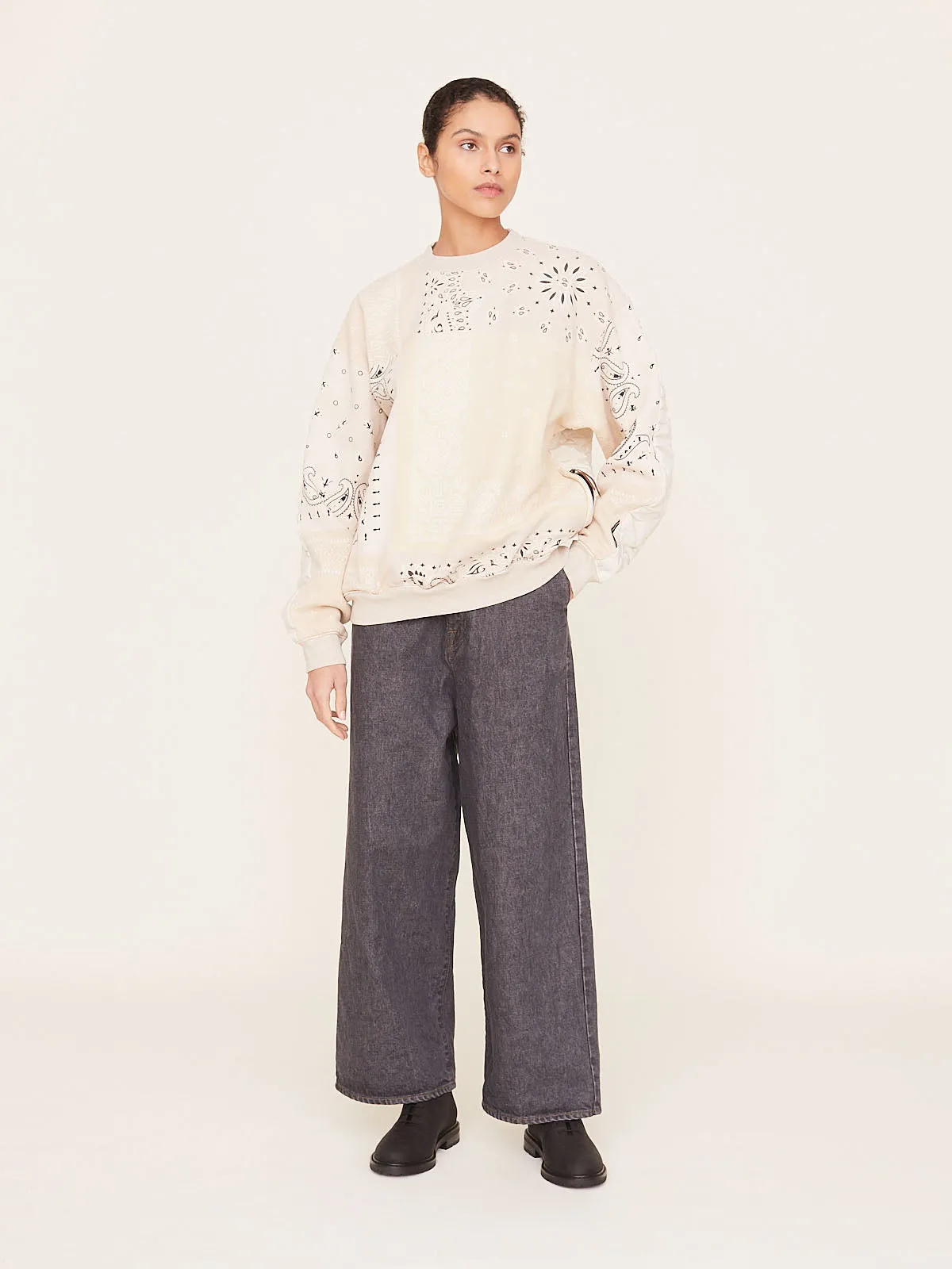 Knit Bandana Bivouac Sweater in Ecru