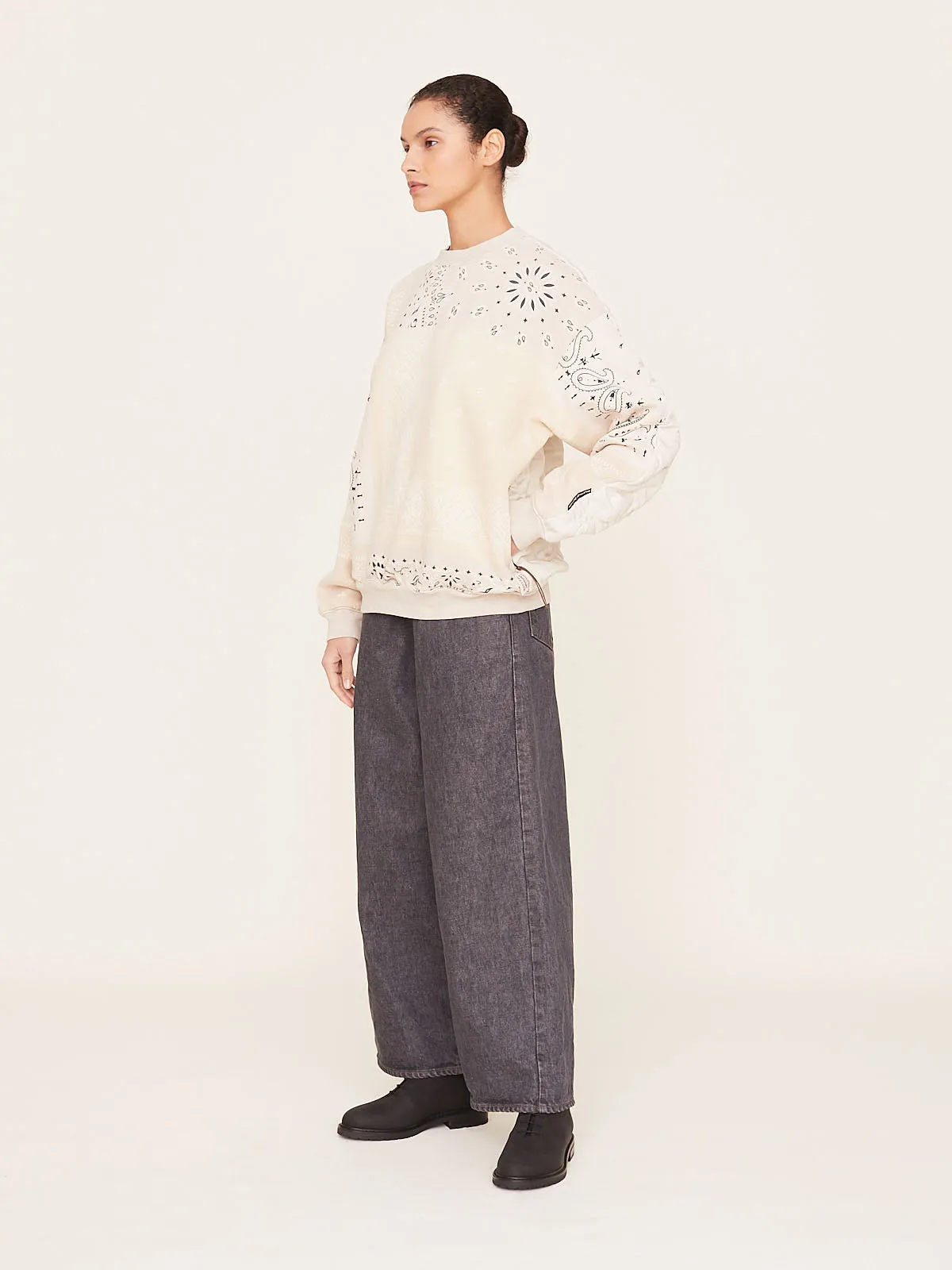 Knit Bandana Bivouac Sweater in Ecru