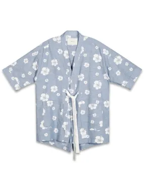 Konus Men's Floral Kimono Shirt in Blue