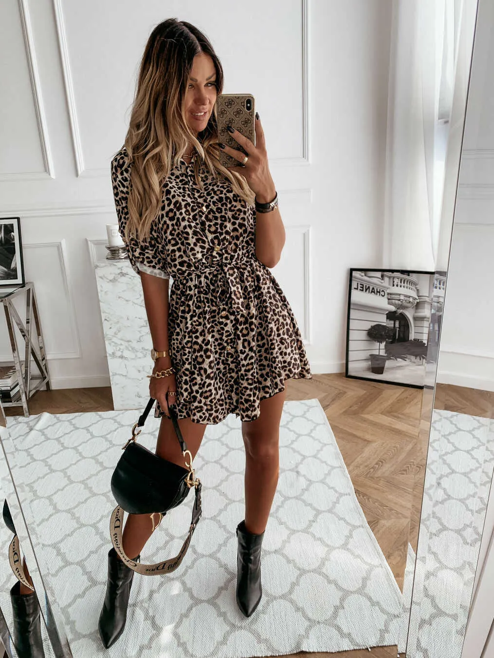 Lace-Up Leopard Dress