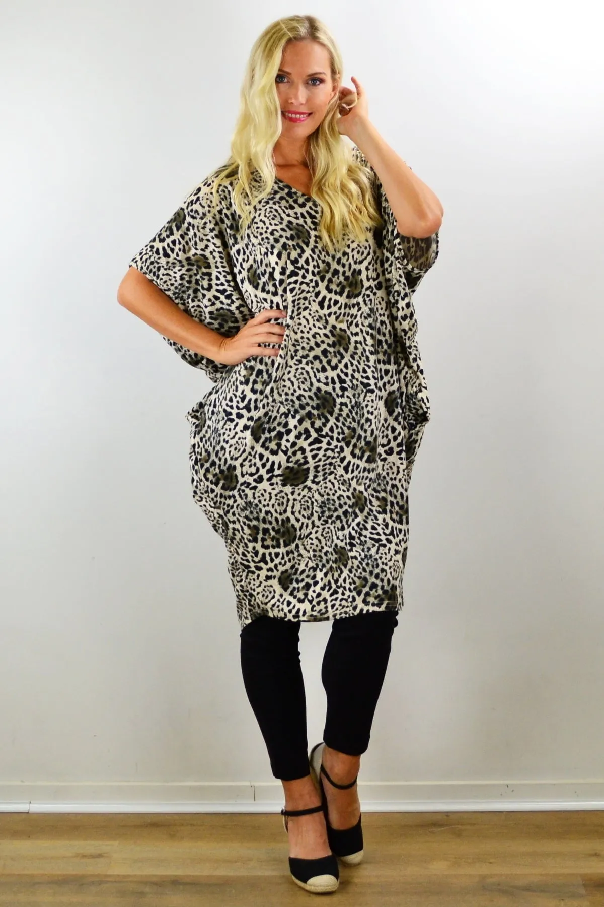 Laid Back Leopard Print Relaxed Tunic Dress