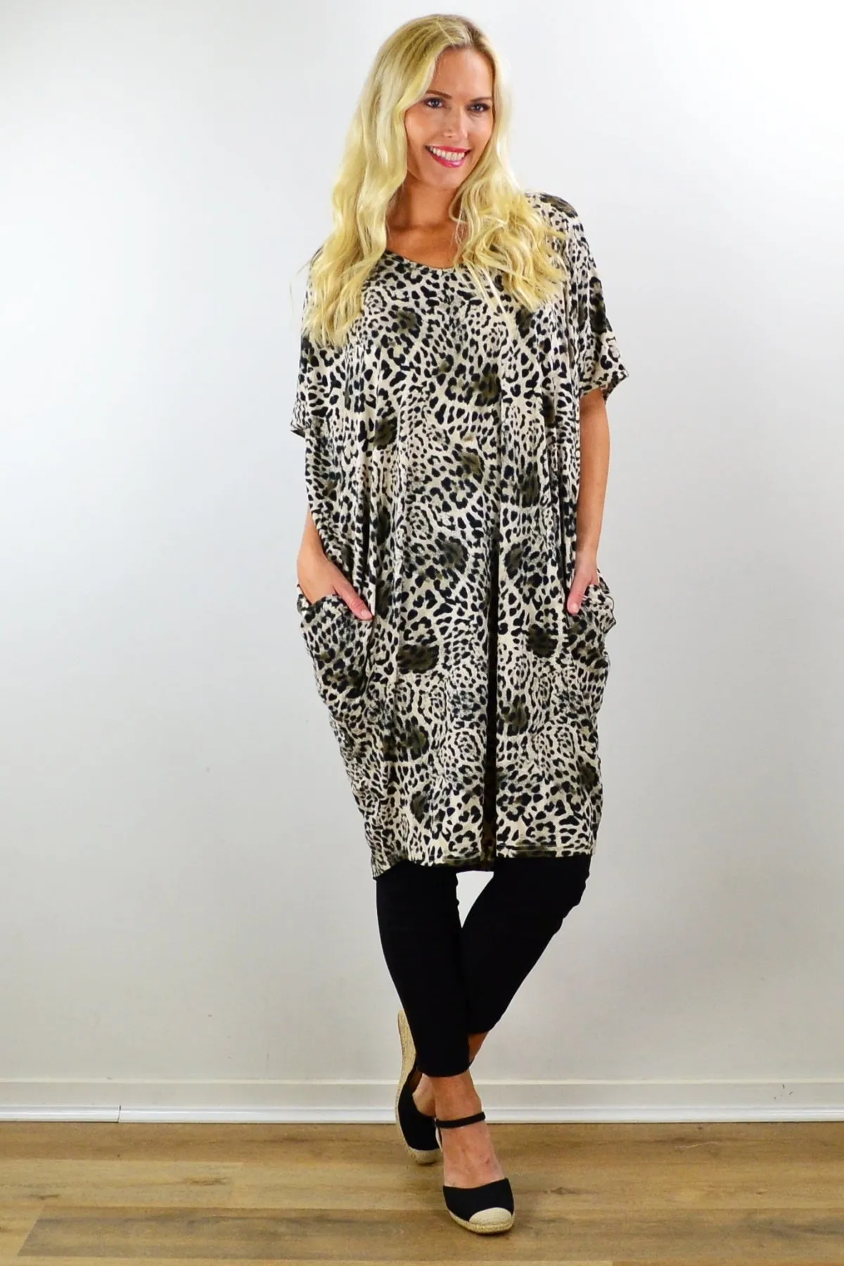 Laid Back Leopard Print Relaxed Tunic Dress