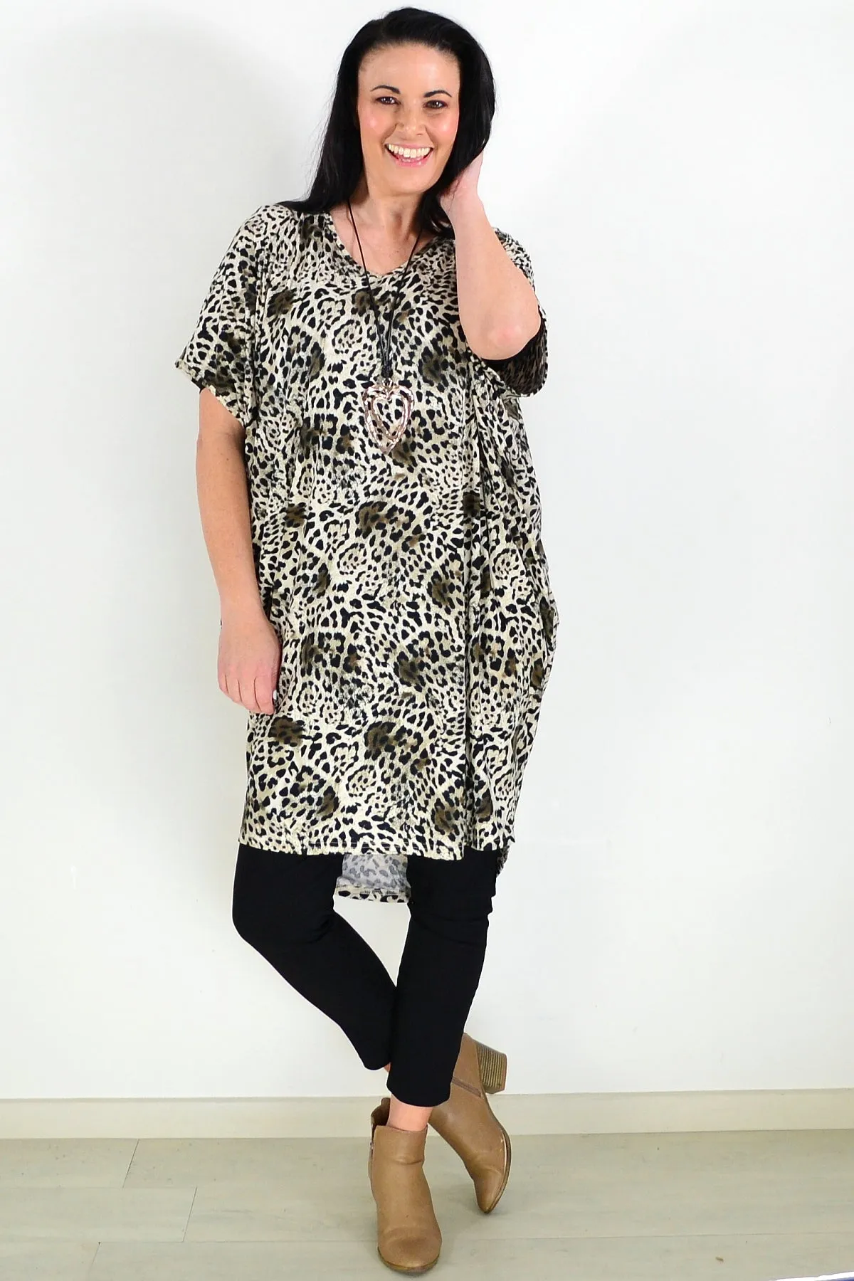 Laid Back Leopard Print Relaxed Tunic Dress