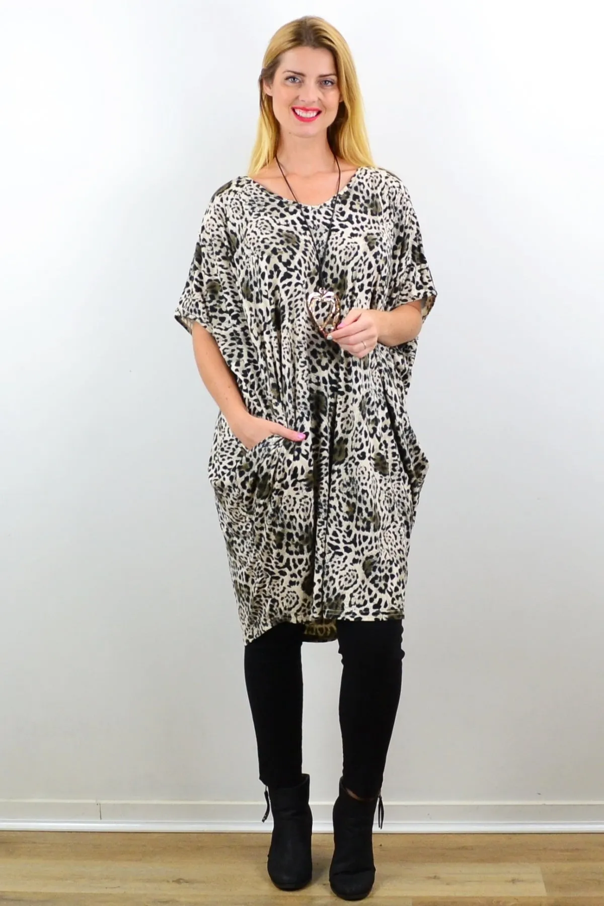 Laid Back Leopard Print Relaxed Tunic Dress