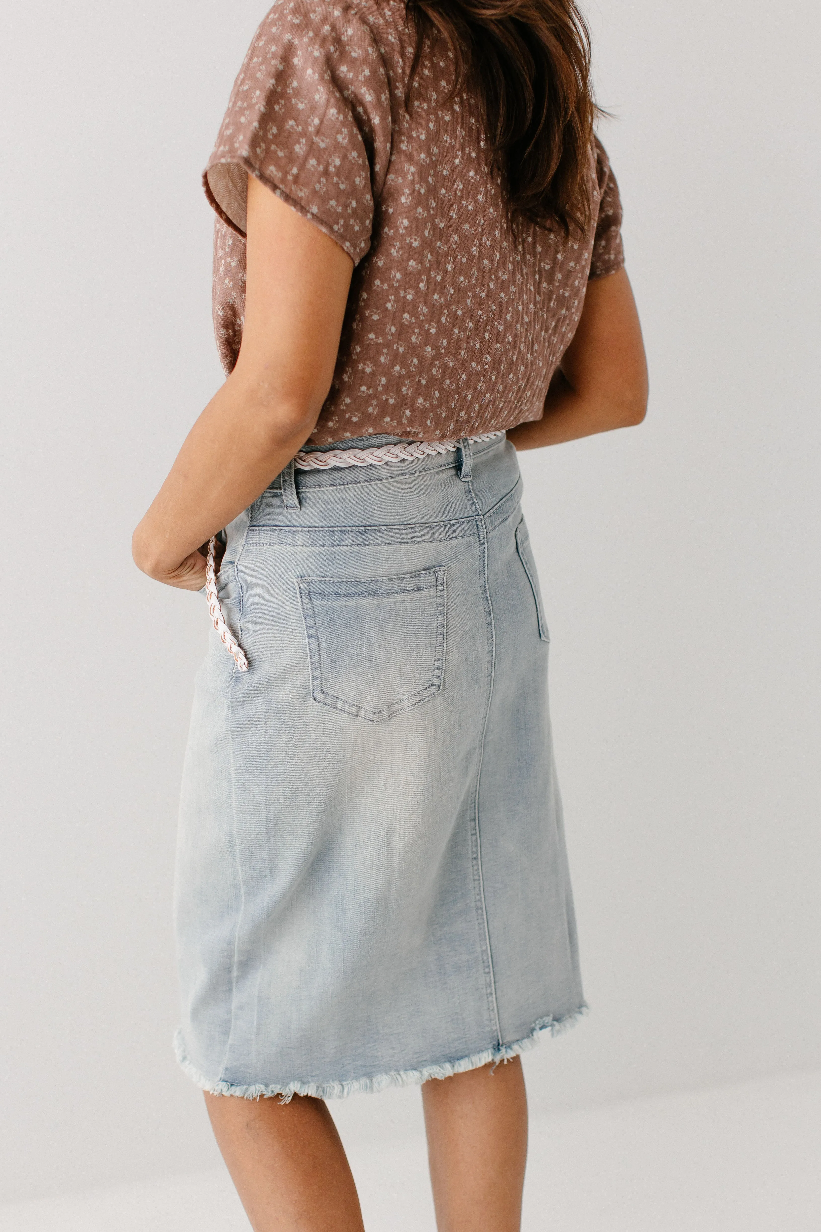 'Lily' Light Denim Knee Length Skirt FINAL SALE
