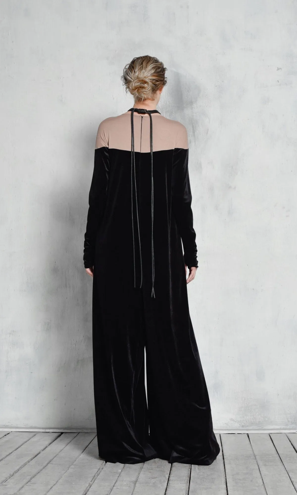 Long Sleeve Velvet Jumpsuit