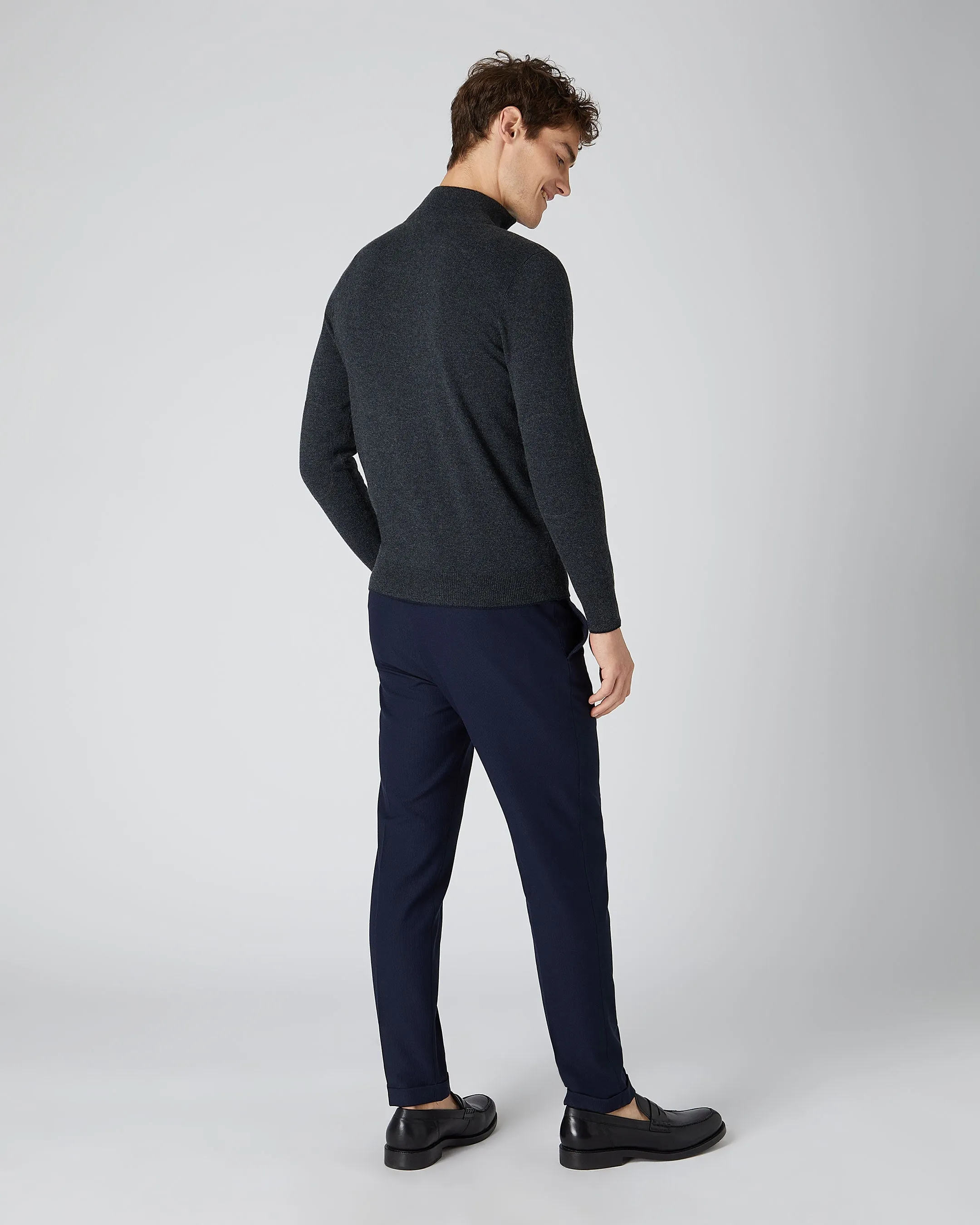 Men's Carnaby Half Zip Cashmere Sweater Dark Charcoal Grey