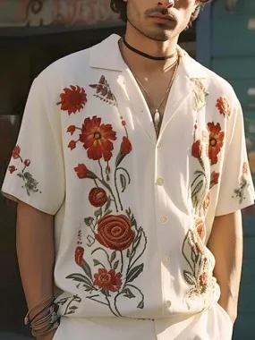 Mens Floral Print Short Sleeve Casual Shirt SKUK58630