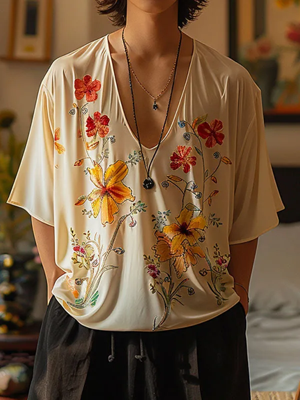 Mens Floral Print Short Sleeve T-Shirt SKUK64013
