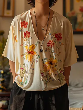Mens Floral Print Short Sleeve T-Shirt SKUK64013