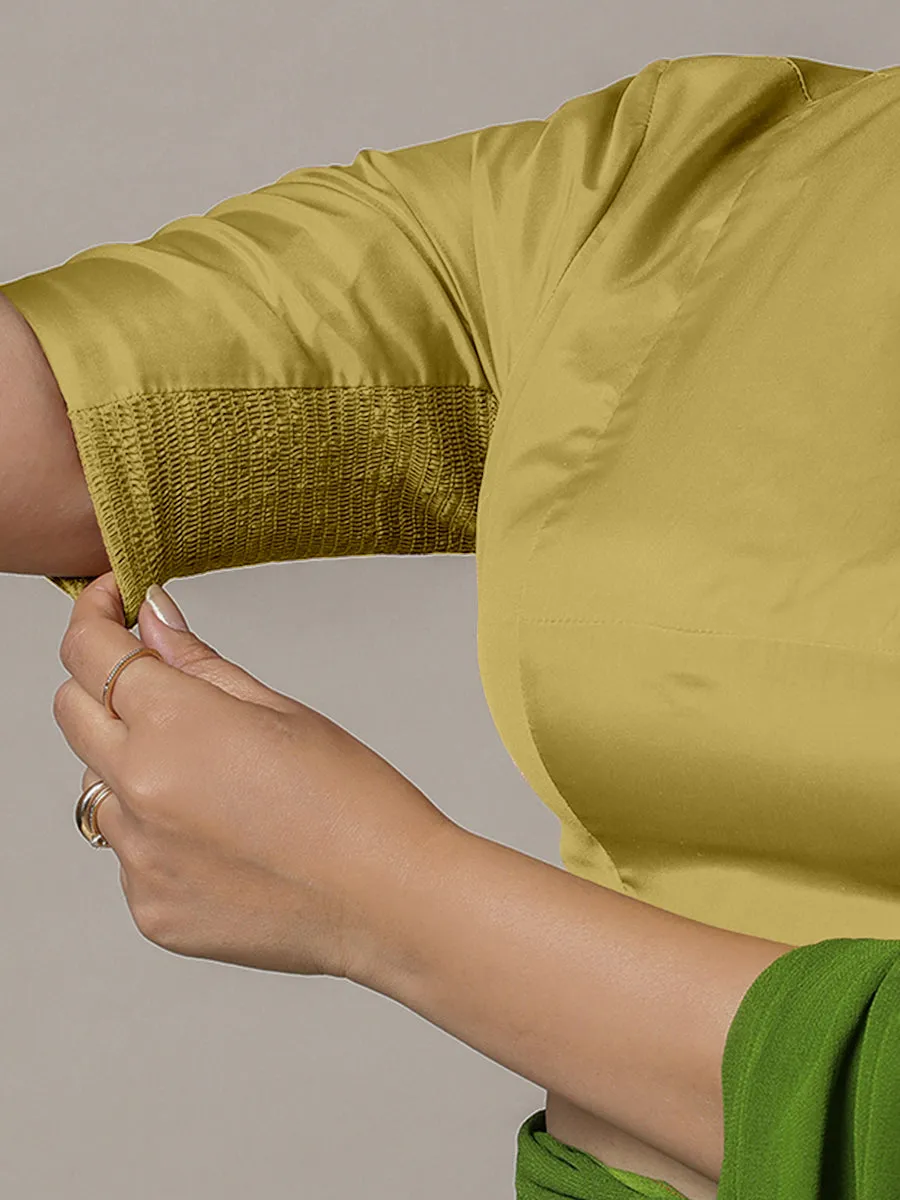 Myra x Rozaana | Lemon Yellow Backless Saree Blouse w/ FlexiFit™