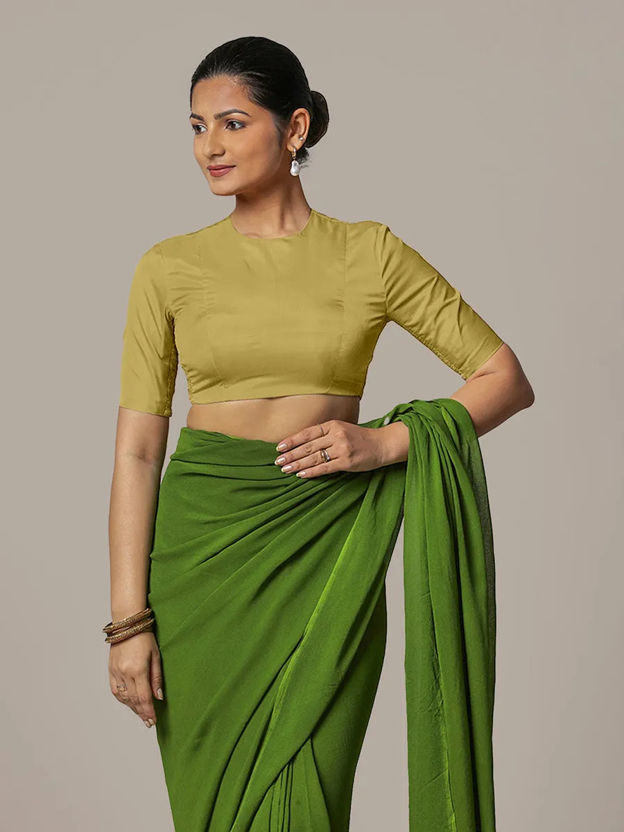 Myra x Rozaana | Lemon Yellow Backless Saree Blouse w/ FlexiFit™