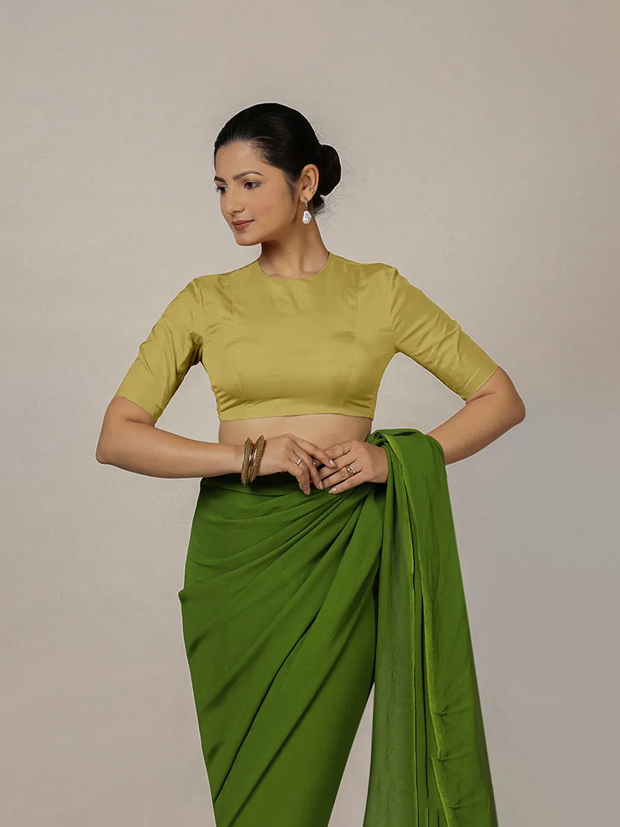 Myra x Rozaana | Lemon Yellow Backless Saree Blouse w/ FlexiFit™