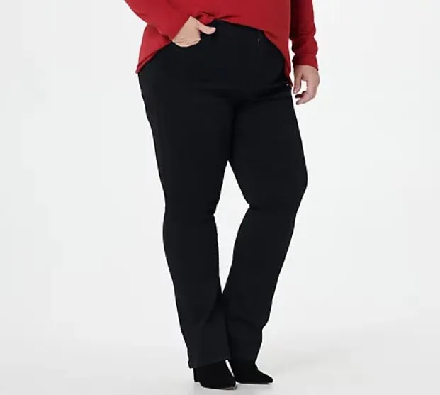 NYDJ Slim Bootcut Jeans - Black Rinse Petite 12 Black Rinse