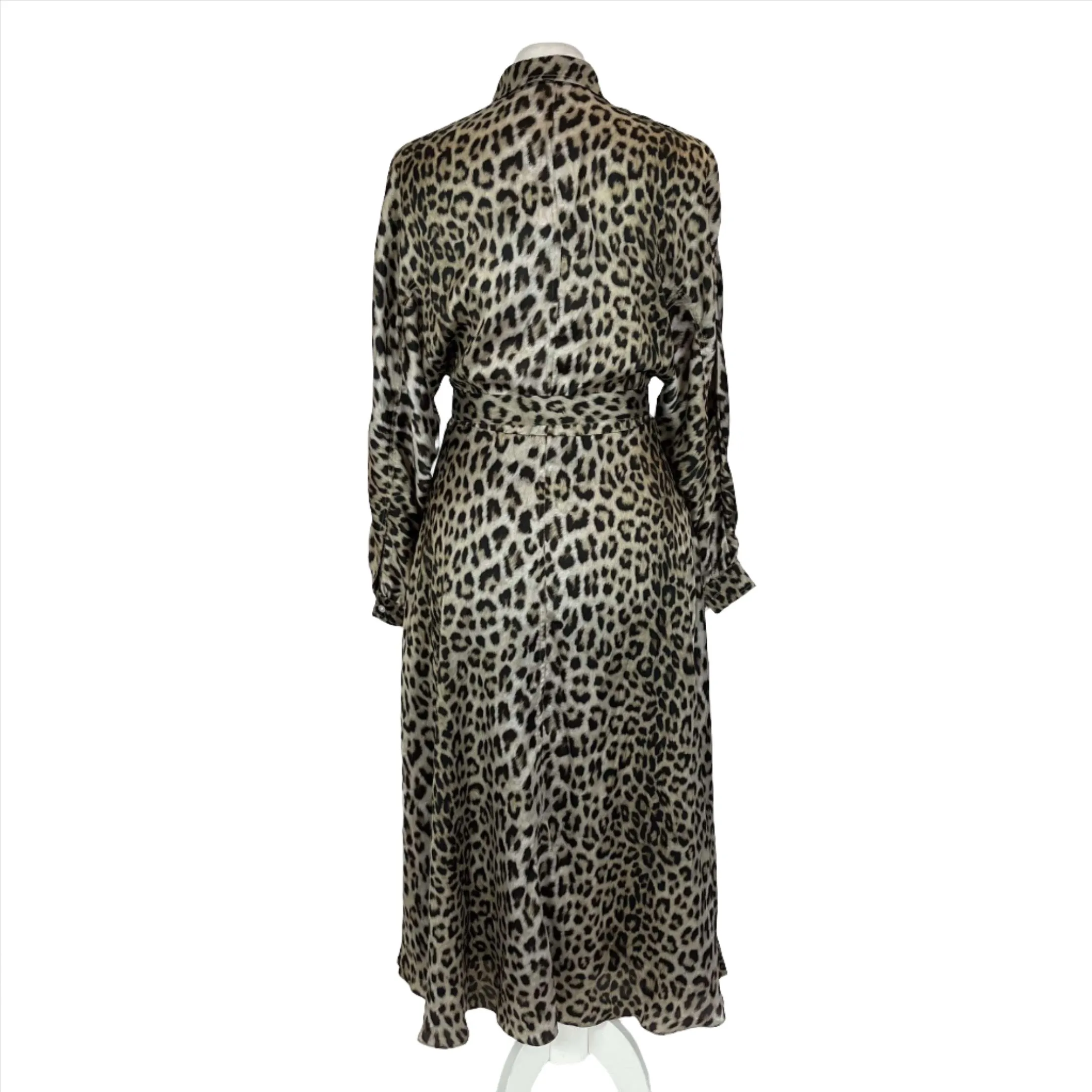 Officine Generale Brand New £550 Leopardprint Silk Twill Maxi Dress XS