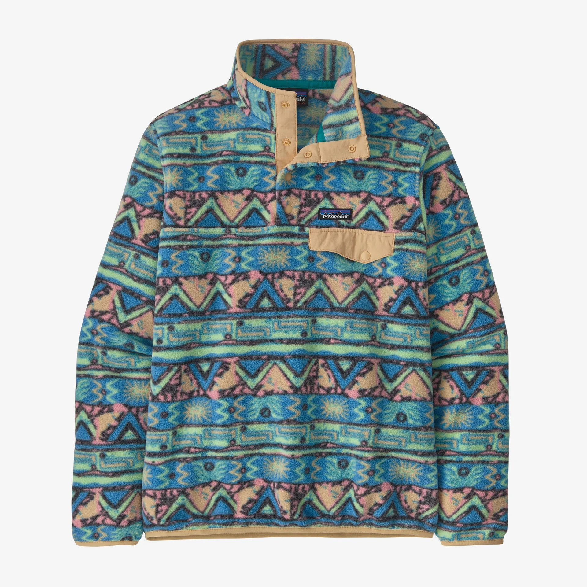 PATAGONIA LIGHT WEIGHT SYNCHILLA SNAP-T FLEECE PULLOVER - HIGH HOPES GEO: SALAMANDER GREEN