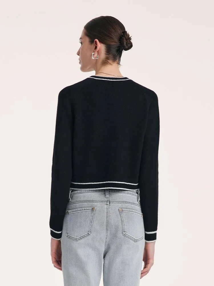 Pure Wool Knit Crop Women Cardigan