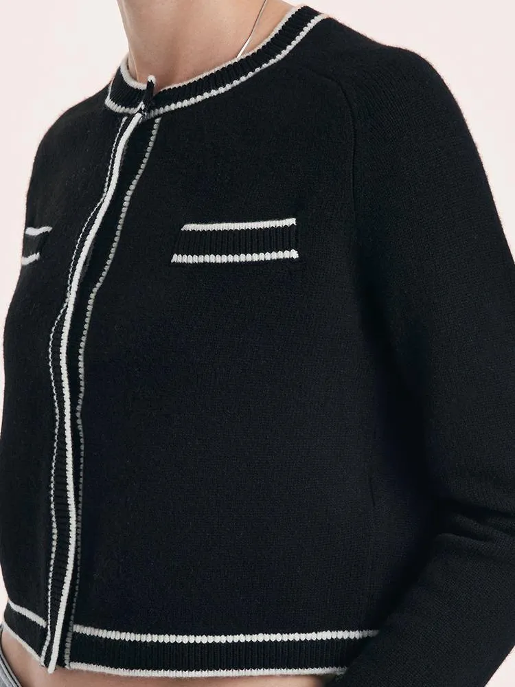 Pure Wool Knit Crop Women Cardigan