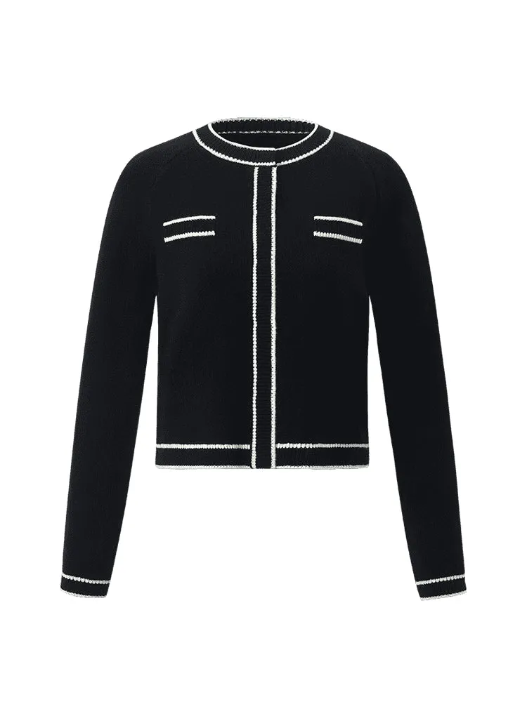 Pure Wool Knit Crop Women Cardigan