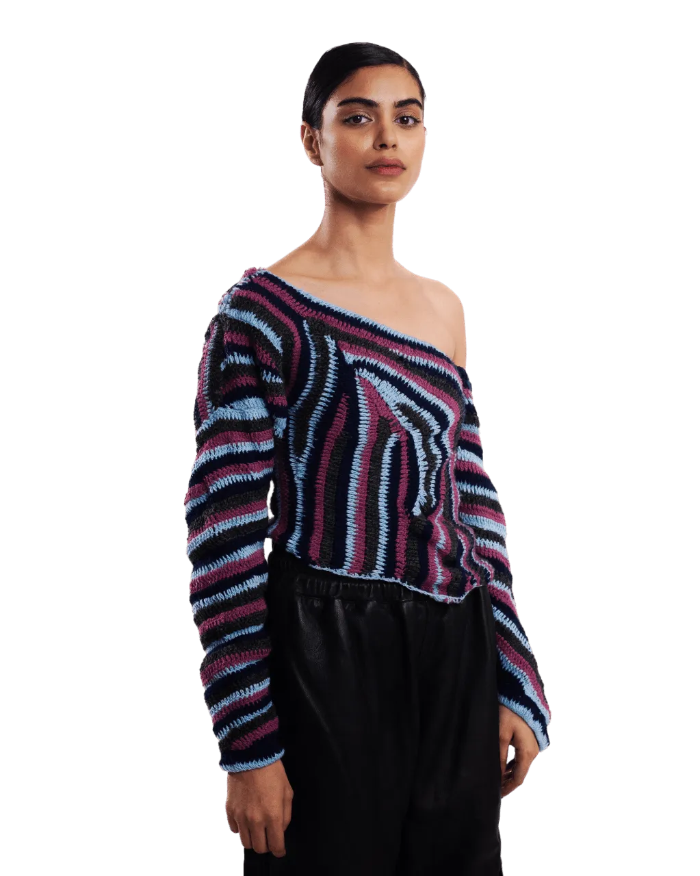 "ABSTRACT CROCHET" ONE SHOULDER TOP