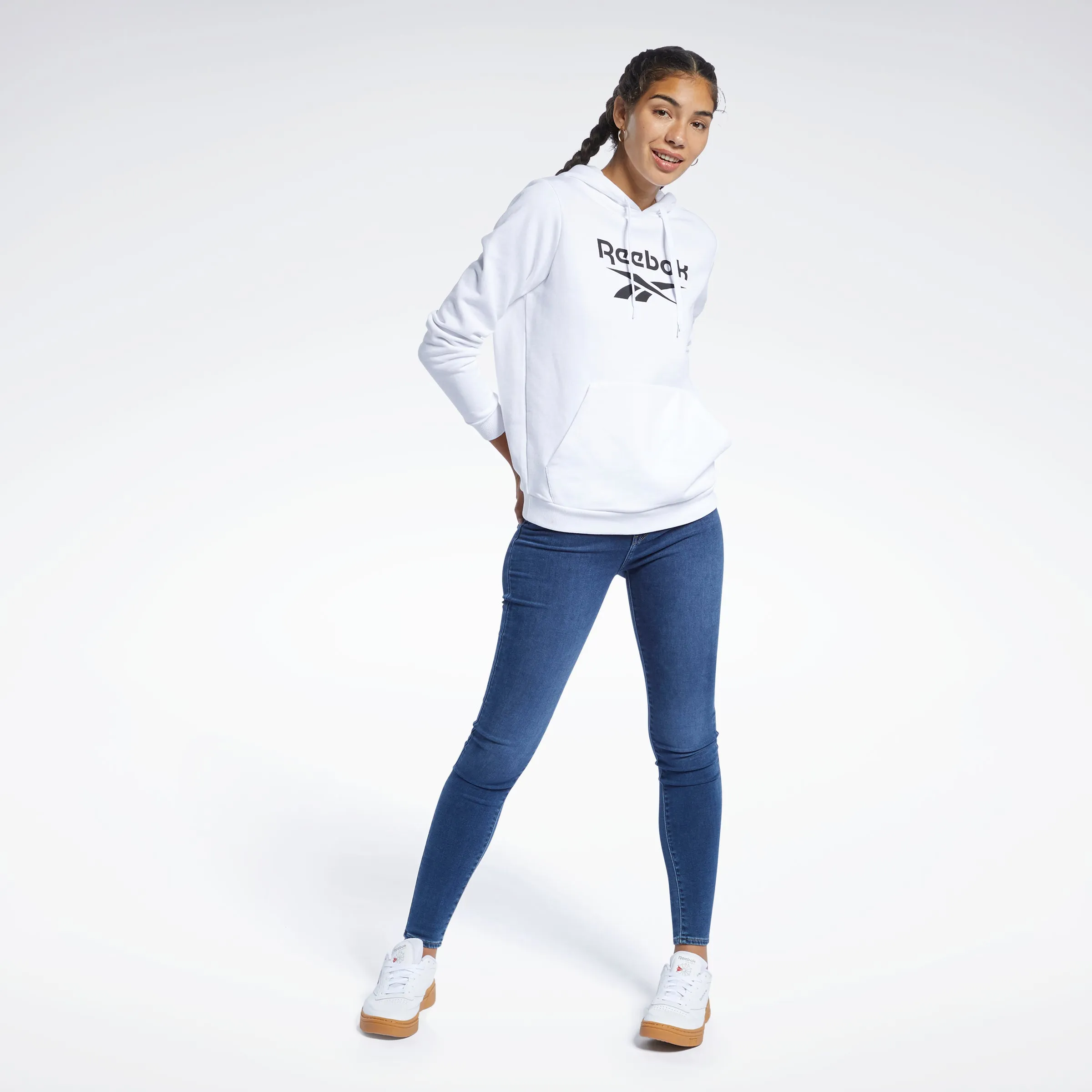 Reebok Apparel Women Classics Big Logo Hoodie White