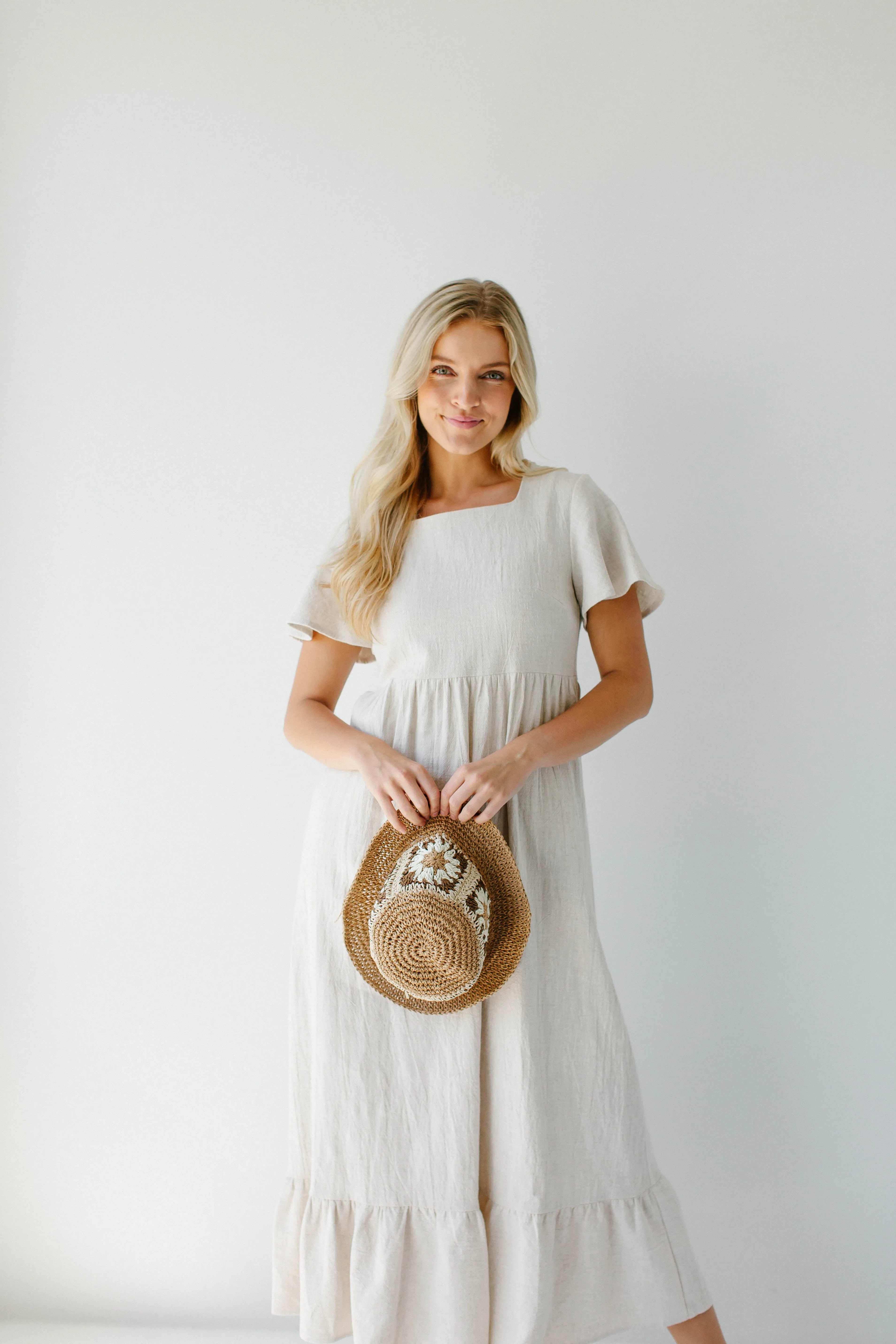 'Savannah' Square Neck Tiered Midi Dress