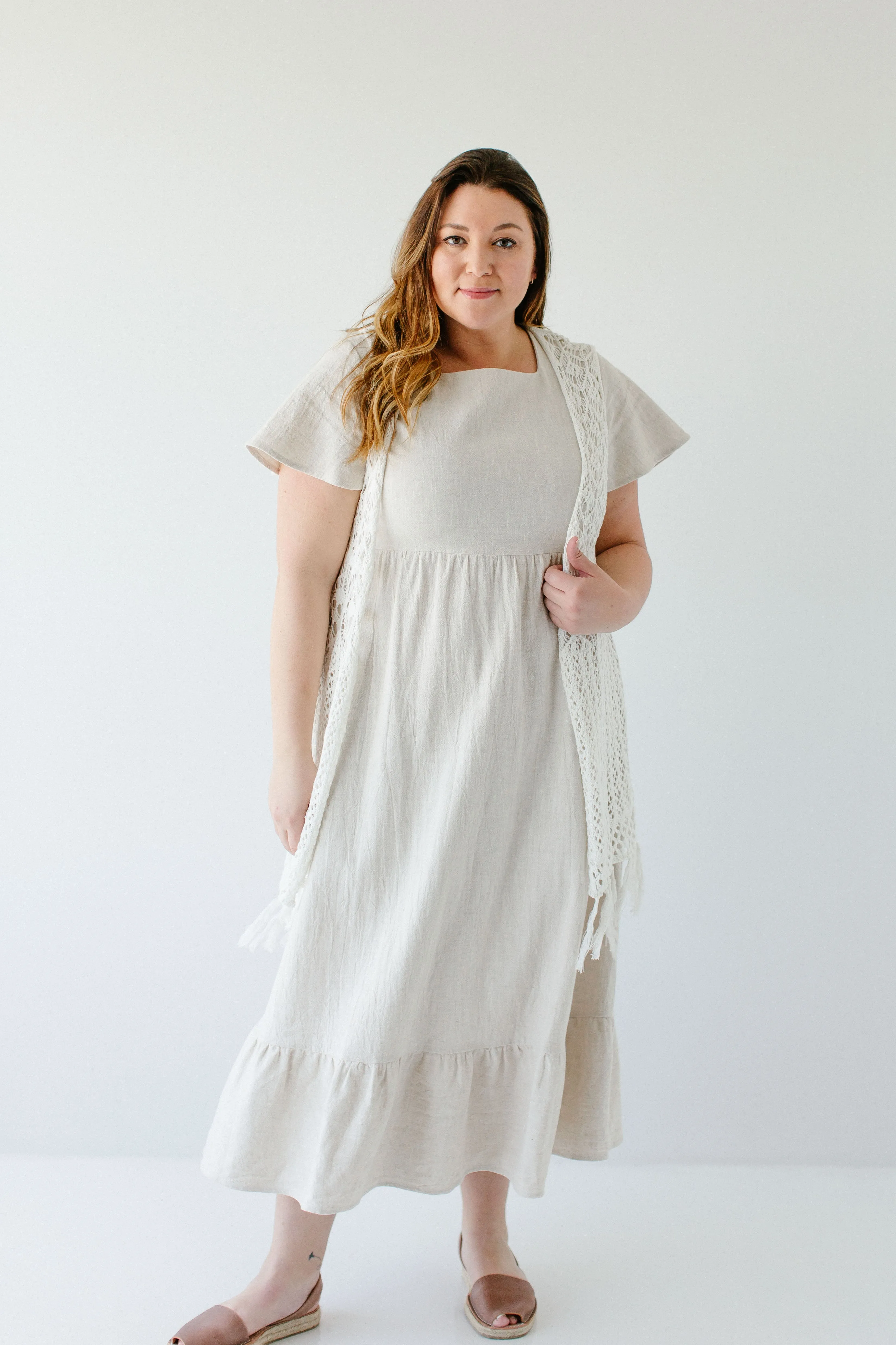'Savannah' Square Neck Tiered Midi Dress