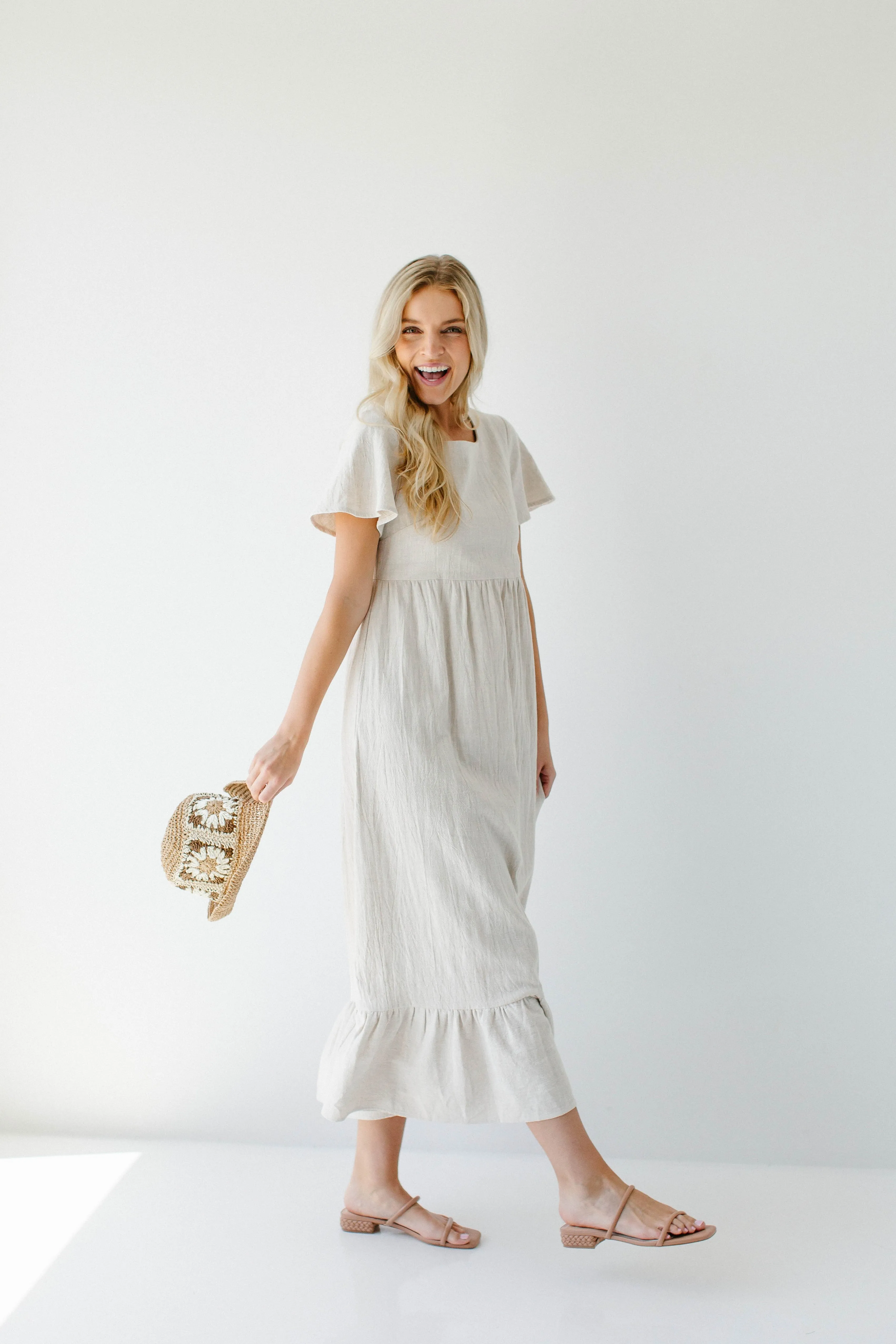 'Savannah' Square Neck Tiered Midi Dress