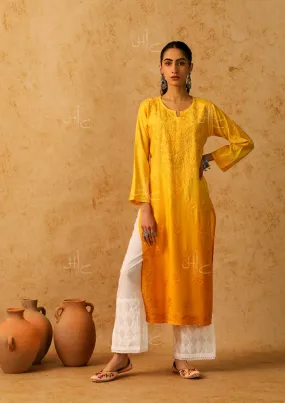 Shab Chikankari Chanderi Straight Kurta