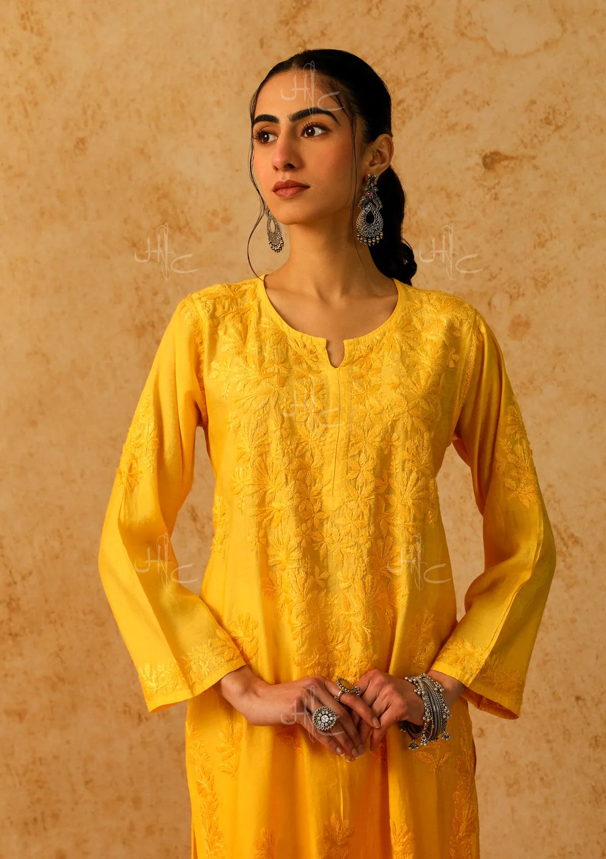 Shab Chikankari Chanderi Straight Kurta