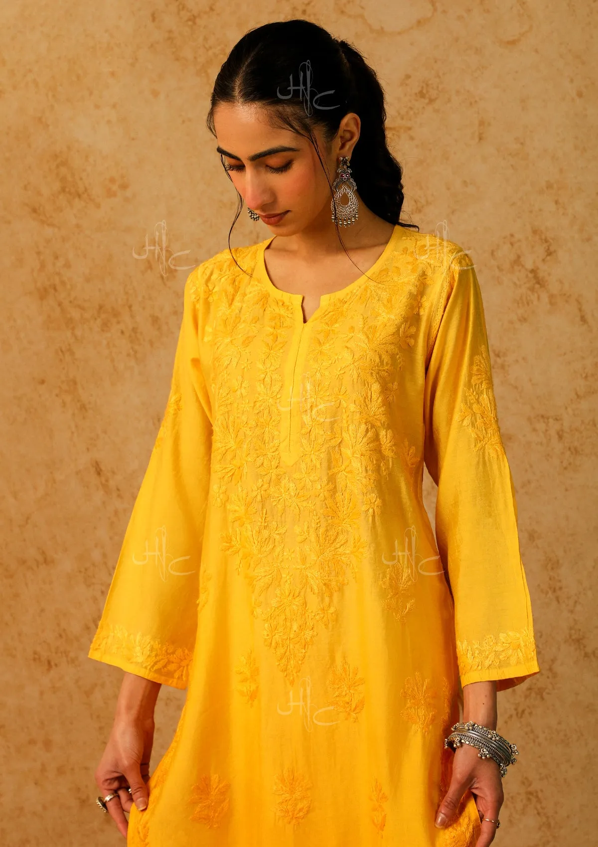Shab Chikankari Chanderi Straight Kurta