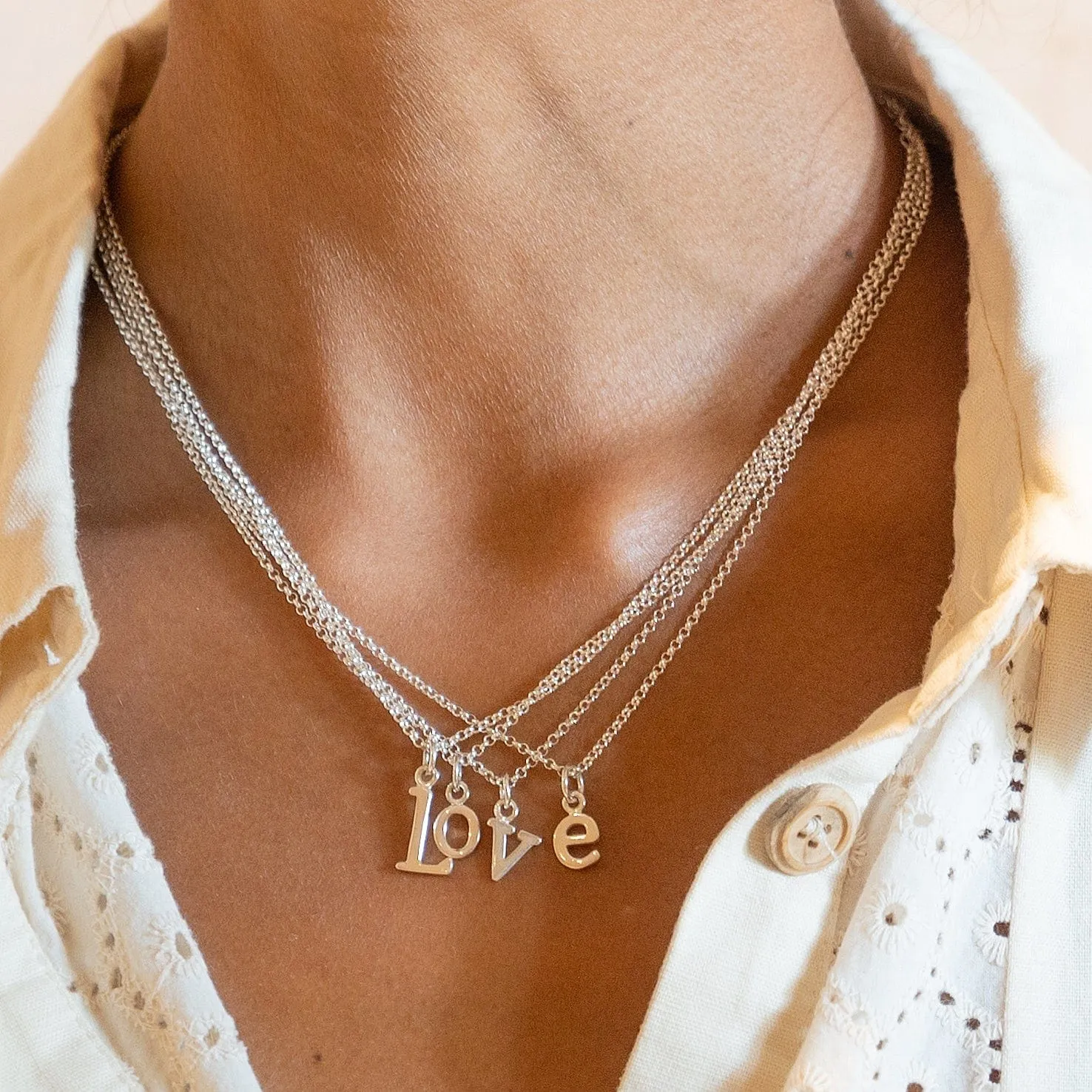 Silver Letter Charm Necklace