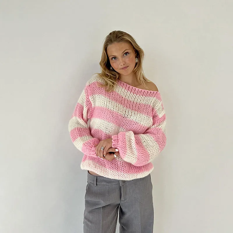 Stylish Loose Striped Pullover Sweater for Women