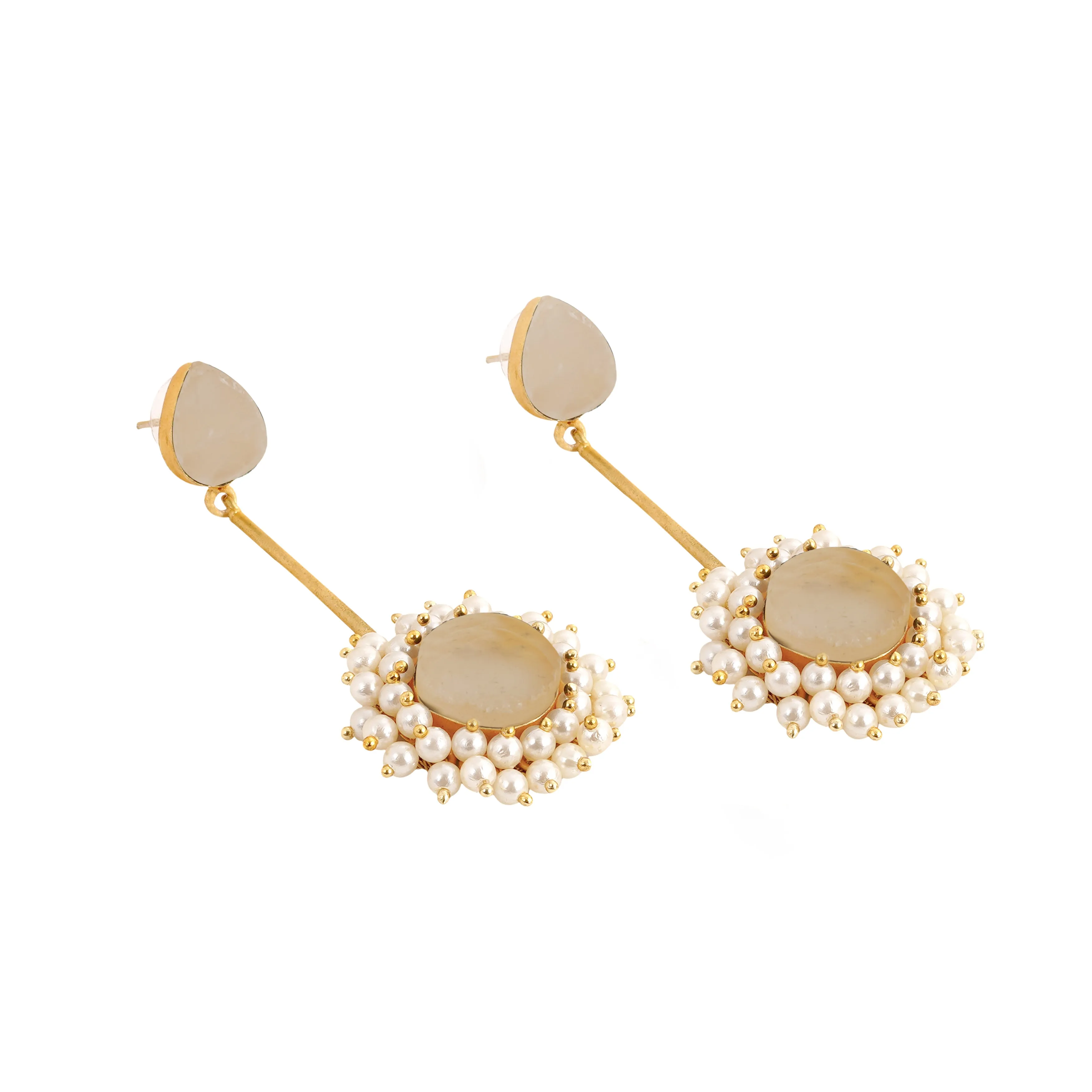 Teejh Atiksha Light Pink Pearl and Stone Earring