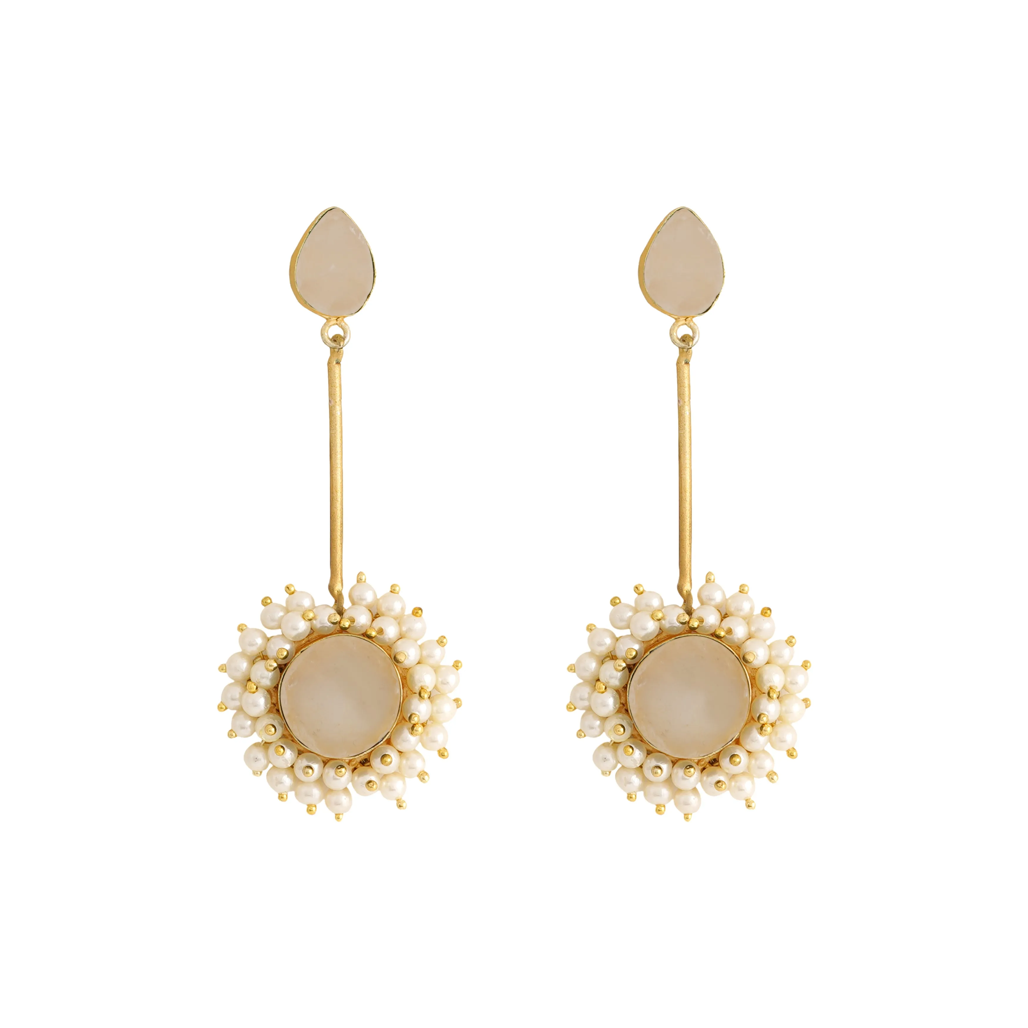 Teejh Atiksha Light Pink Pearl and Stone Earring