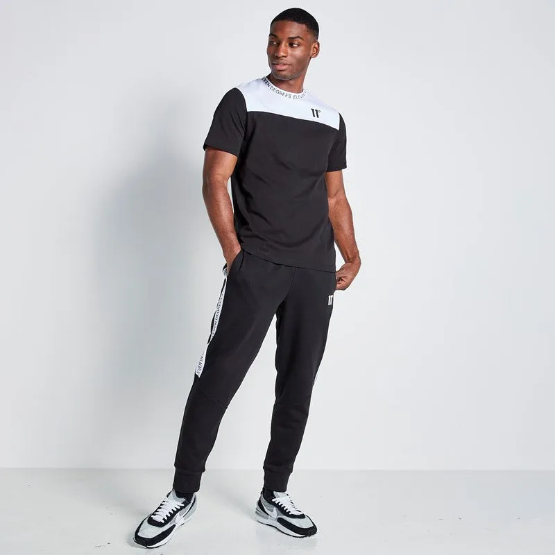 Text Print Block T-Shirt - Black / White