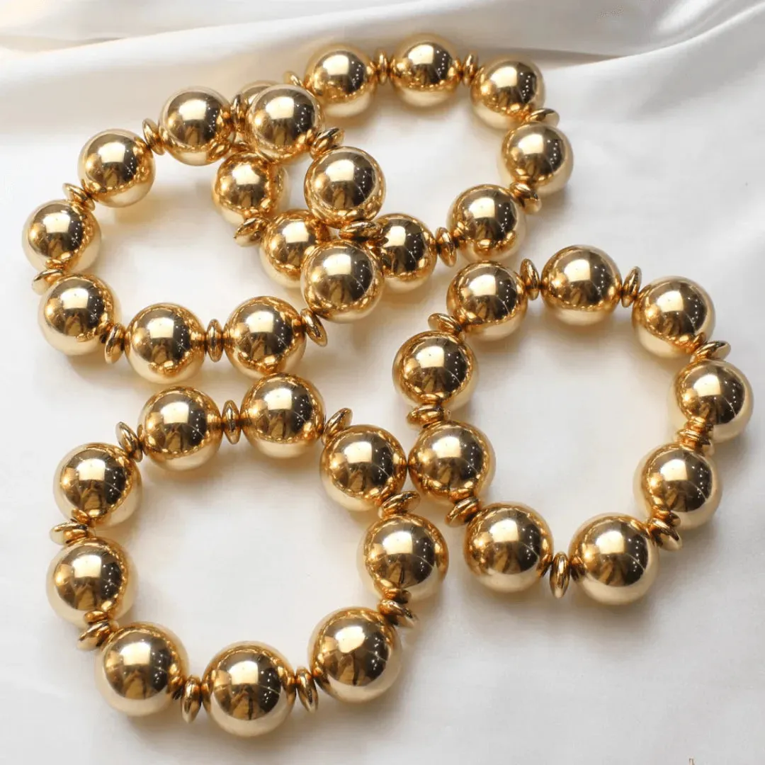 TFC Bold Bead Gold Plated Bracelet Stack(Set of 4)
