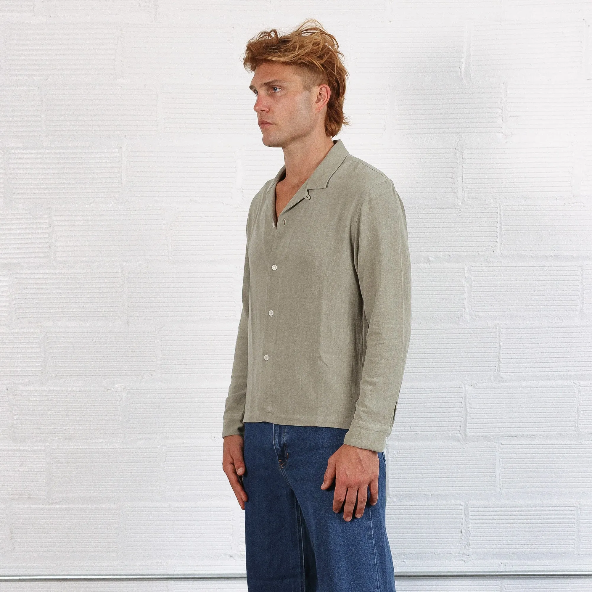 The Rosewood Half-Crop Linen Shirt | Made in USA