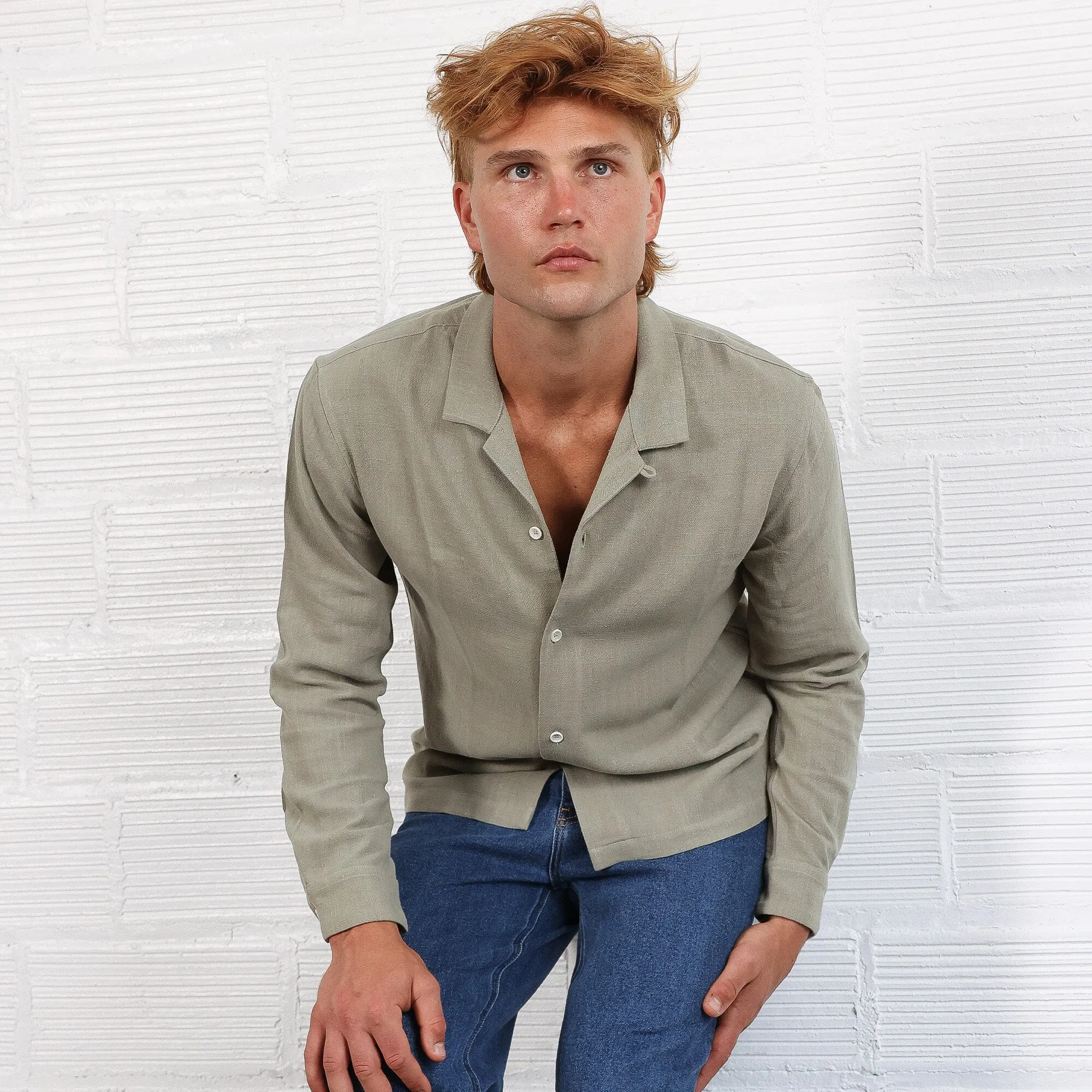 The Rosewood Half-Crop Linen Shirt | Made in USA